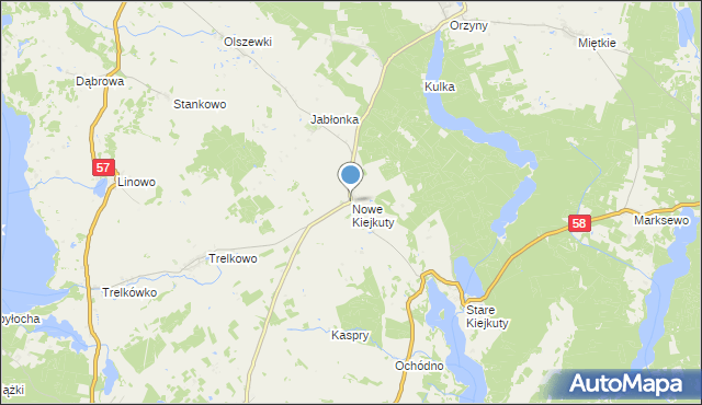 mapa Nowe Kiejkuty, Nowe Kiejkuty na mapie Targeo